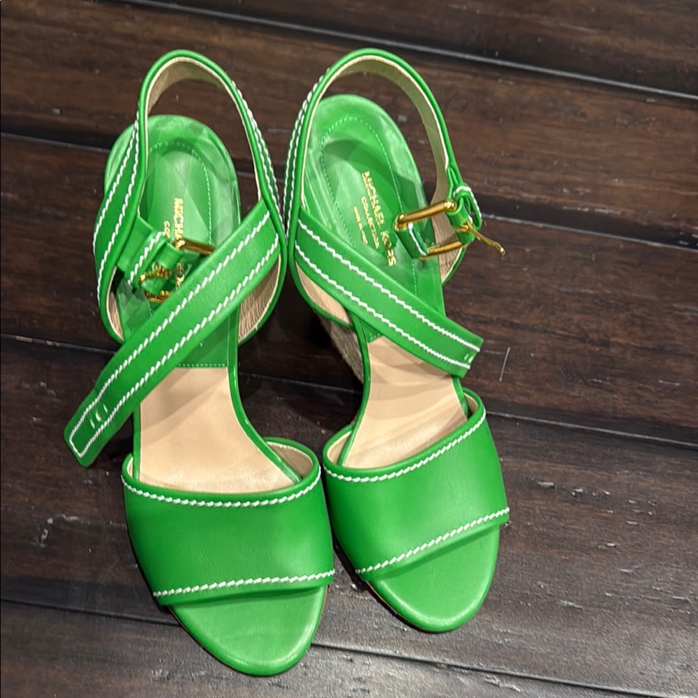 Green Leather Women's Sandals